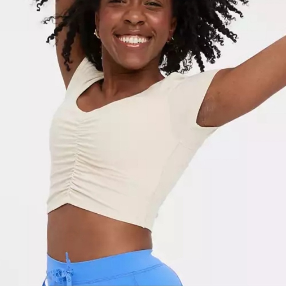Aerie Offline Real Me Cream Crop Top Large
